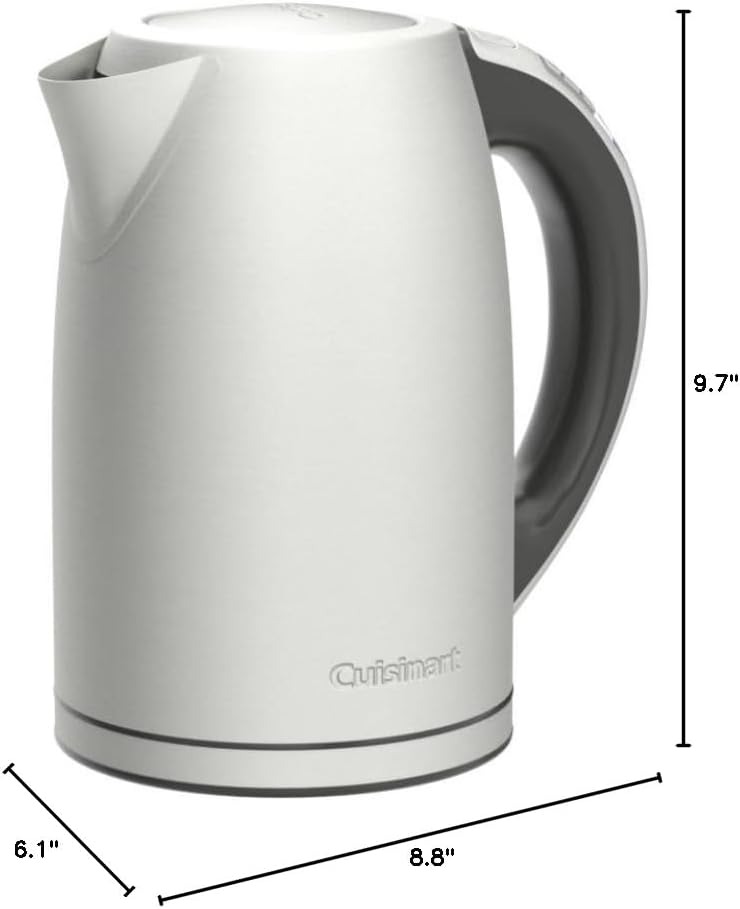 Cuisinart PerfecTemp 1.7-Liter Electric Kettle, Cordless Electric Tea Kettle, 1500W for Fast Heat-Up, 6 Preset Temperatures, 30-Minute Keep Warm, Stay Cool Nonslip Handle, CPK-17P1
