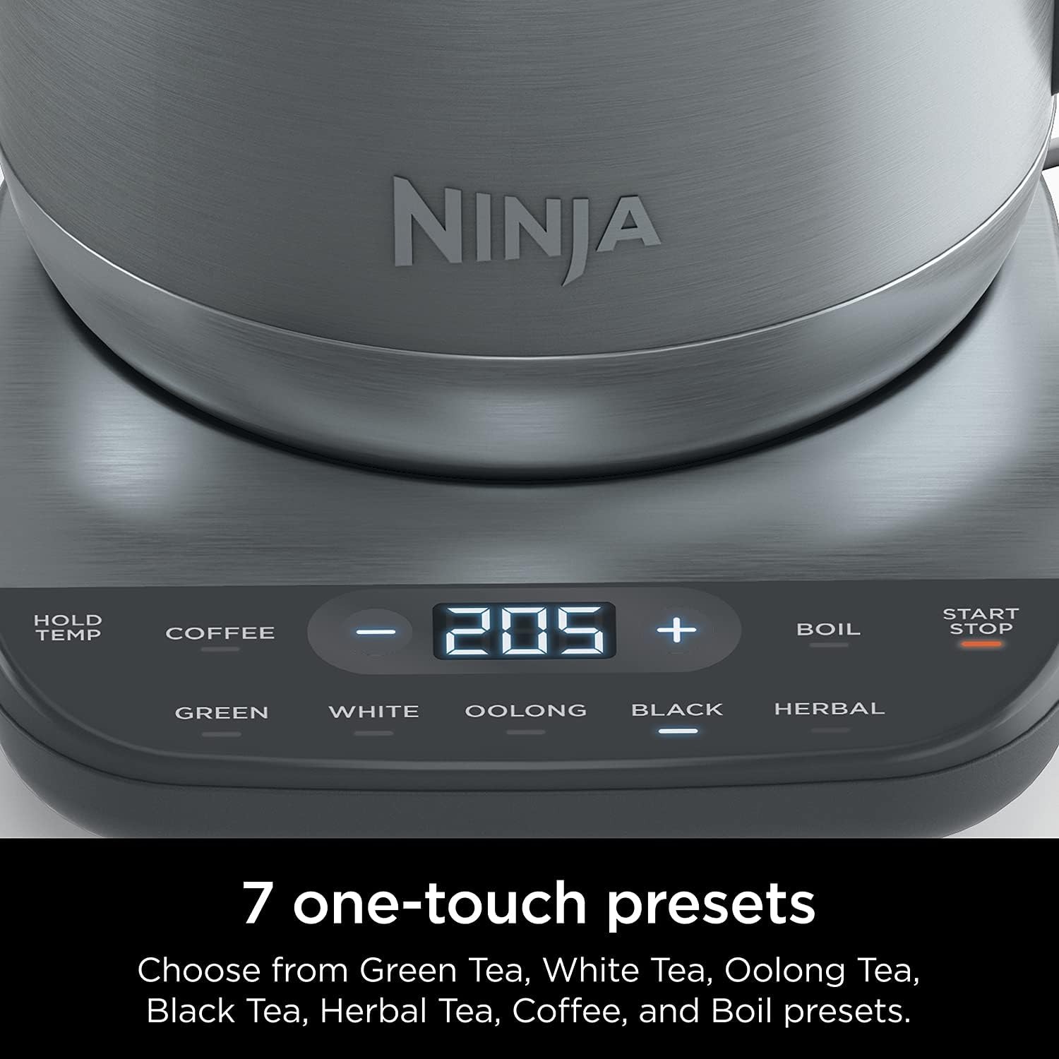 Ninja KT200 Precision Temperature Electric Kettle, 1500 watts, BPA Free, Stainless, 7-Cup Capacity, Hold Temp Setting, Silver