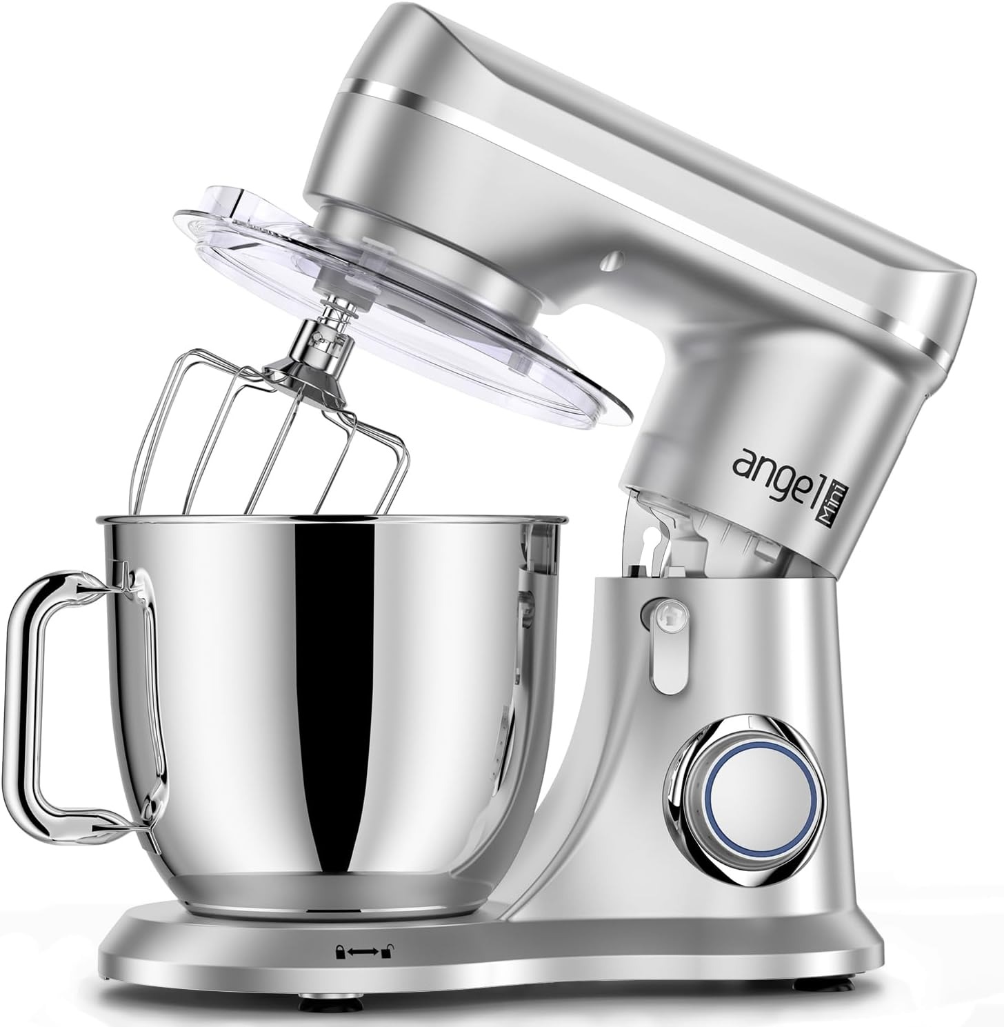 Mini Angel Stand Mixer,10-Speed 5QT Kitchen Electric Mixer,Tilt-Head Food Mixer with Dough Hook, Wire Whisk, Flat Beater, Stainless Steel Bowl (Silver)