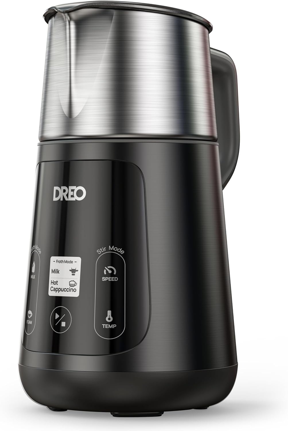 DREO Milk Frother, All-in-1 Electric Foam Maker for Coffee, 15oz/450ml Automatic Foam Frother for Latte Art-level Microfoam, 30+ Drinks, Easy to Clean, Dishwasher Safe, LED display