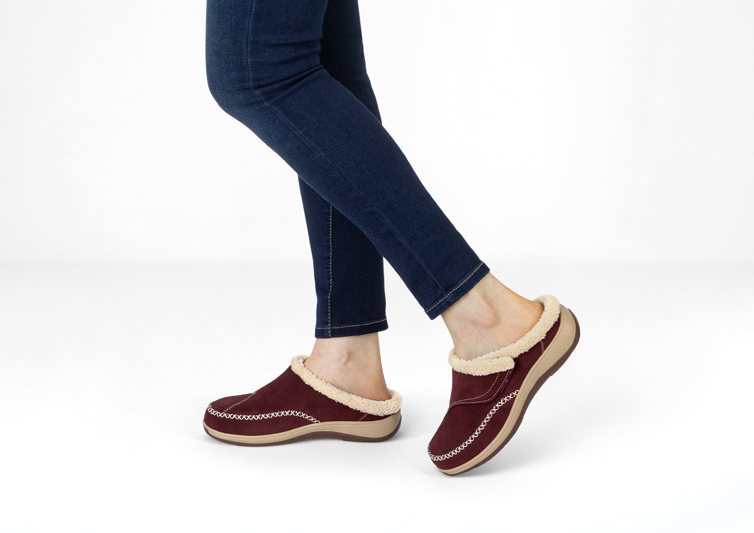 Women's Faux Fur-Lined Slippers in Bordeaux