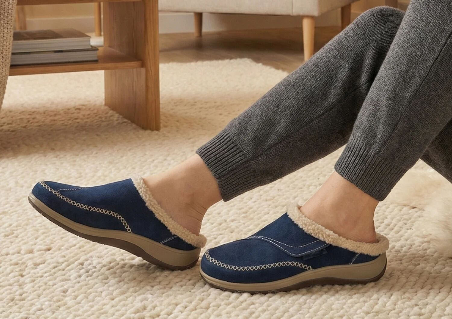Women's Faux Fur-Lined Slippers in Bordeaux