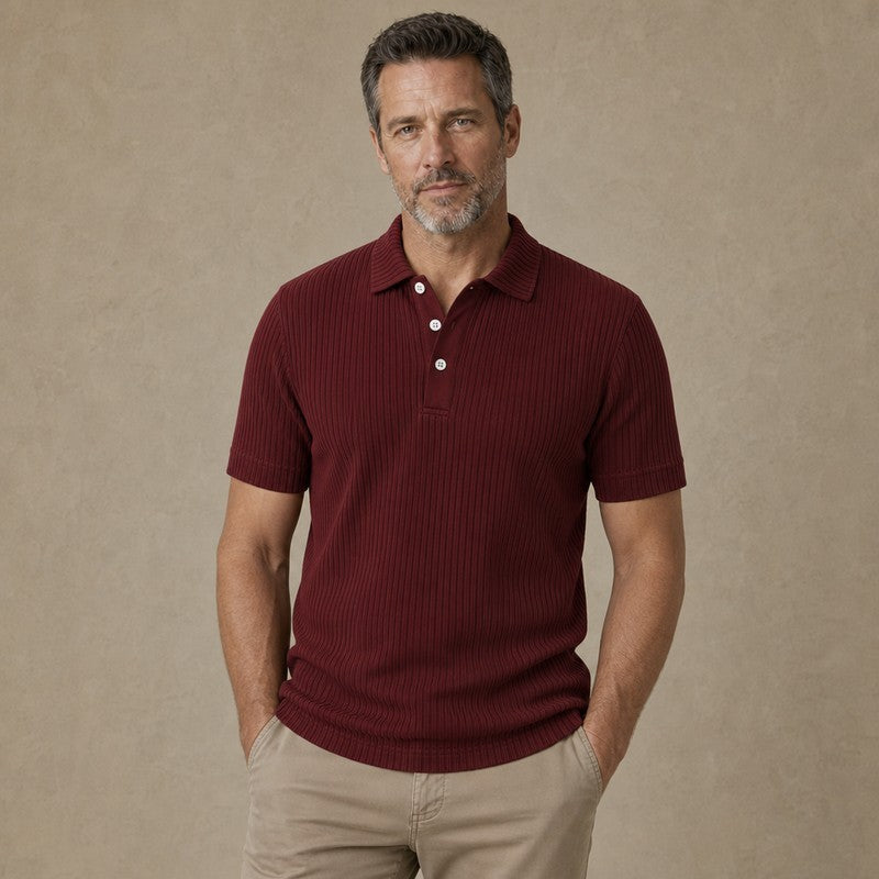 Everyday Ribbed Knit Polo Shirt
