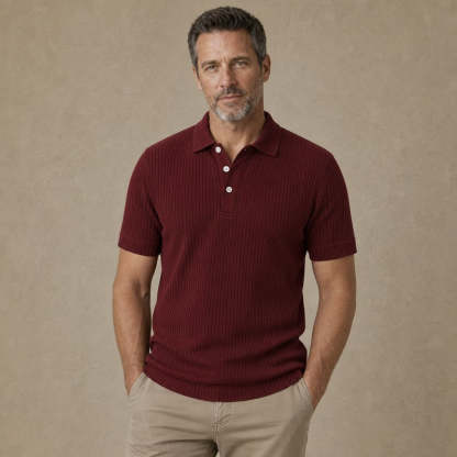 Everyday Ribbed Knit Polo Shirt