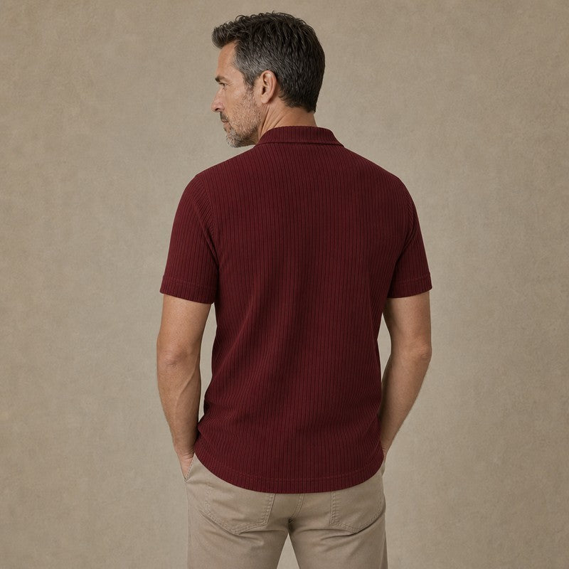 Everyday Ribbed Knit Polo Shirt