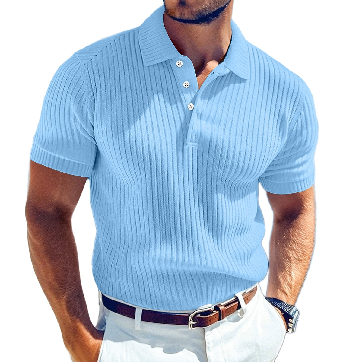 Everyday Ribbed Knit Polo Shirt