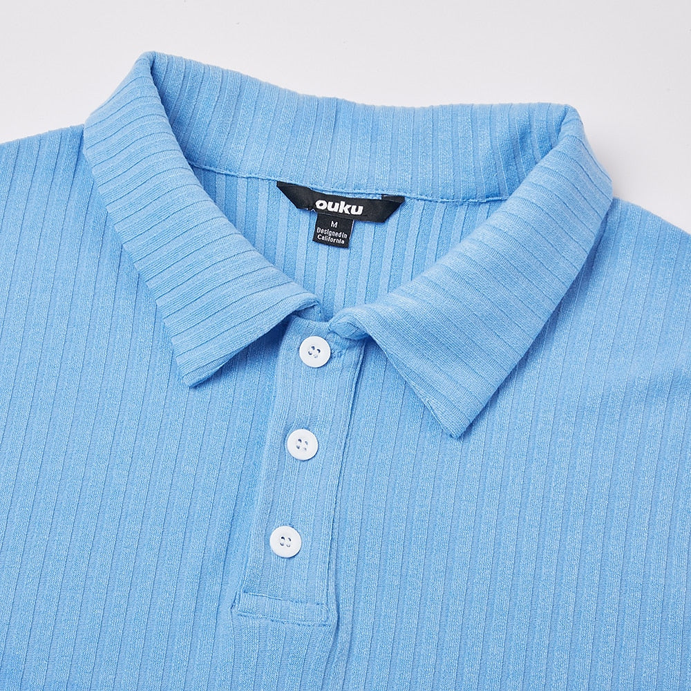 Everyday Ribbed Knit Polo Shirt