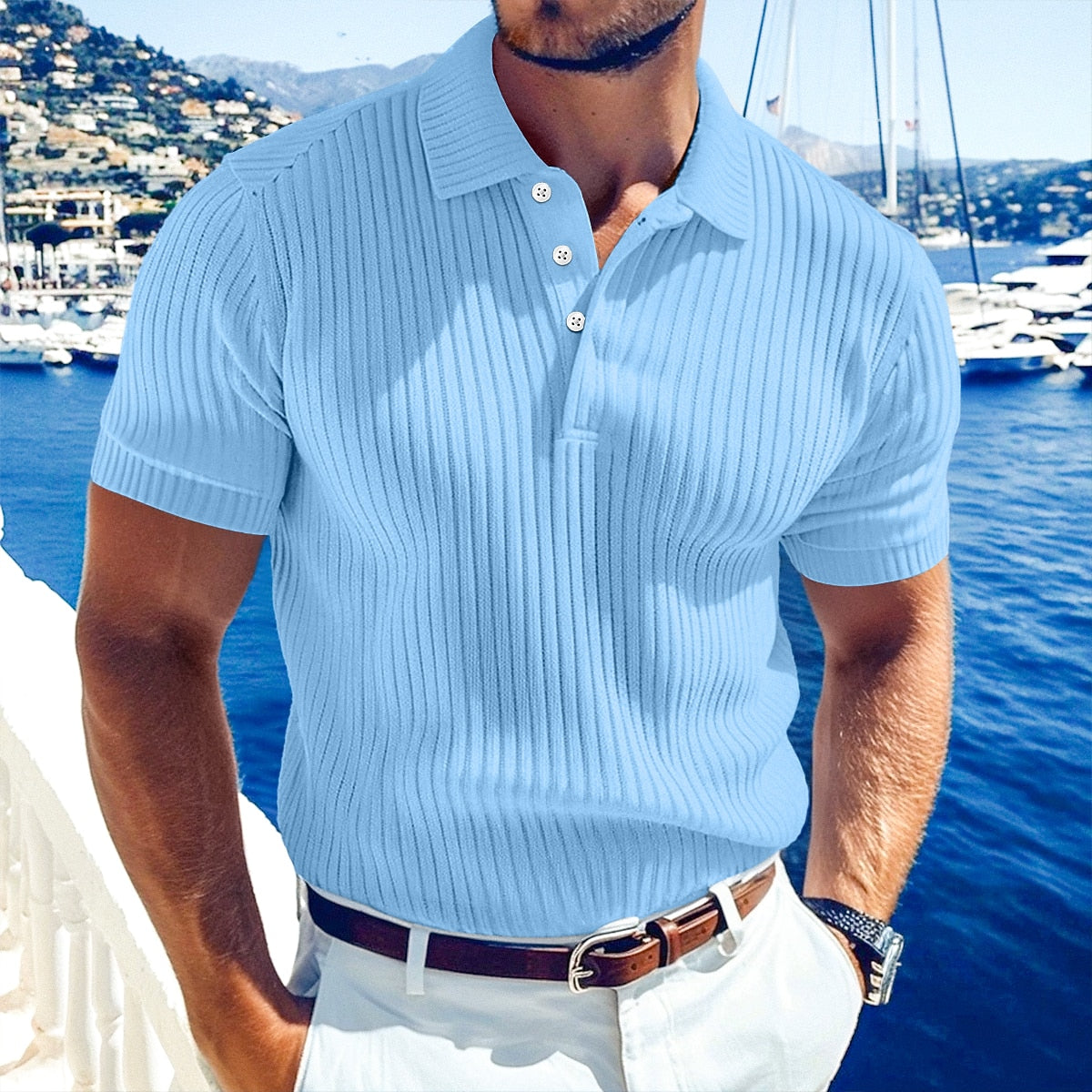 Everyday Ribbed Knit Polo Shirt