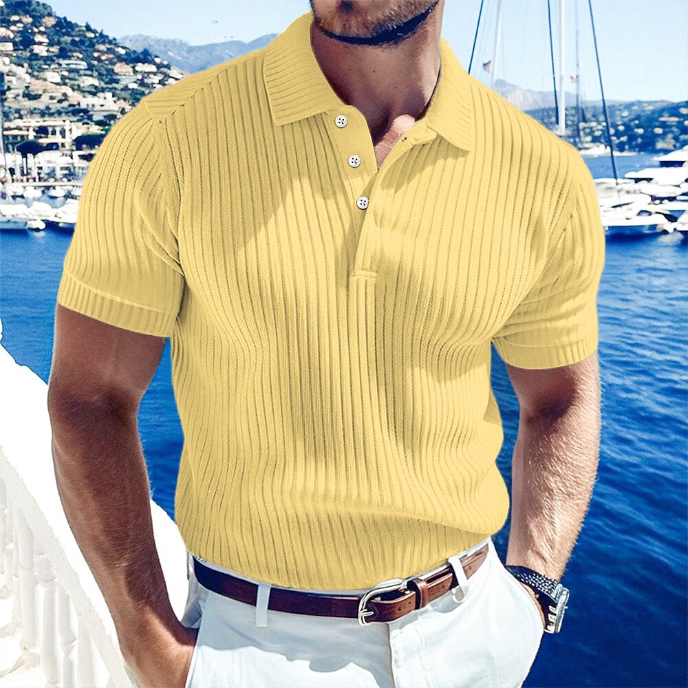 Everyday Ribbed Knit Polo Shirt