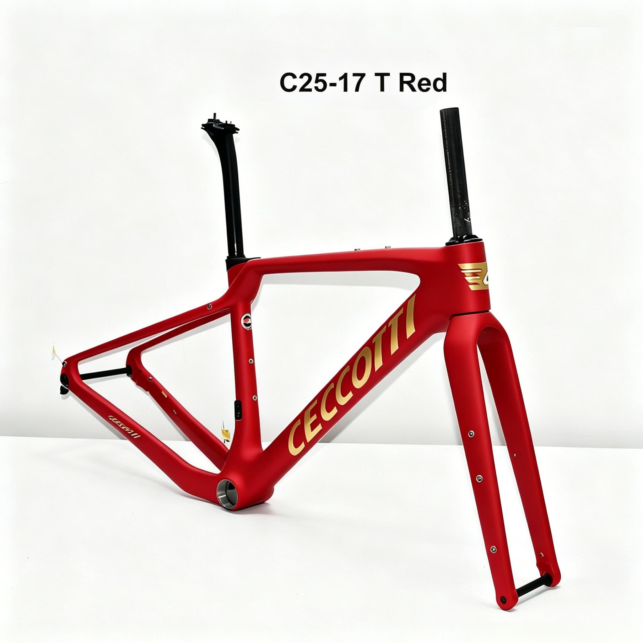 DC025  CECCOTTI GRAVEL TORAY CARBON BICYCLE FRAMESET DISC 142*12 47mm Tire