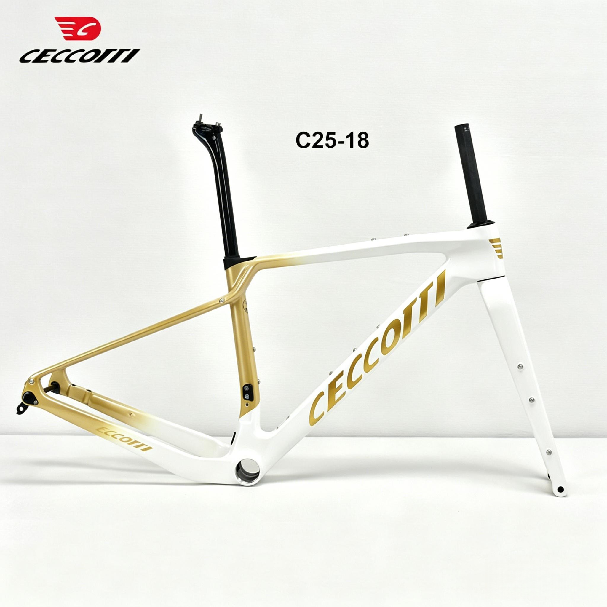 DC025  CECCOTTI GRAVEL TORAY CARBON BICYCLE FRAMESET DISC 142*12 47mm Tire