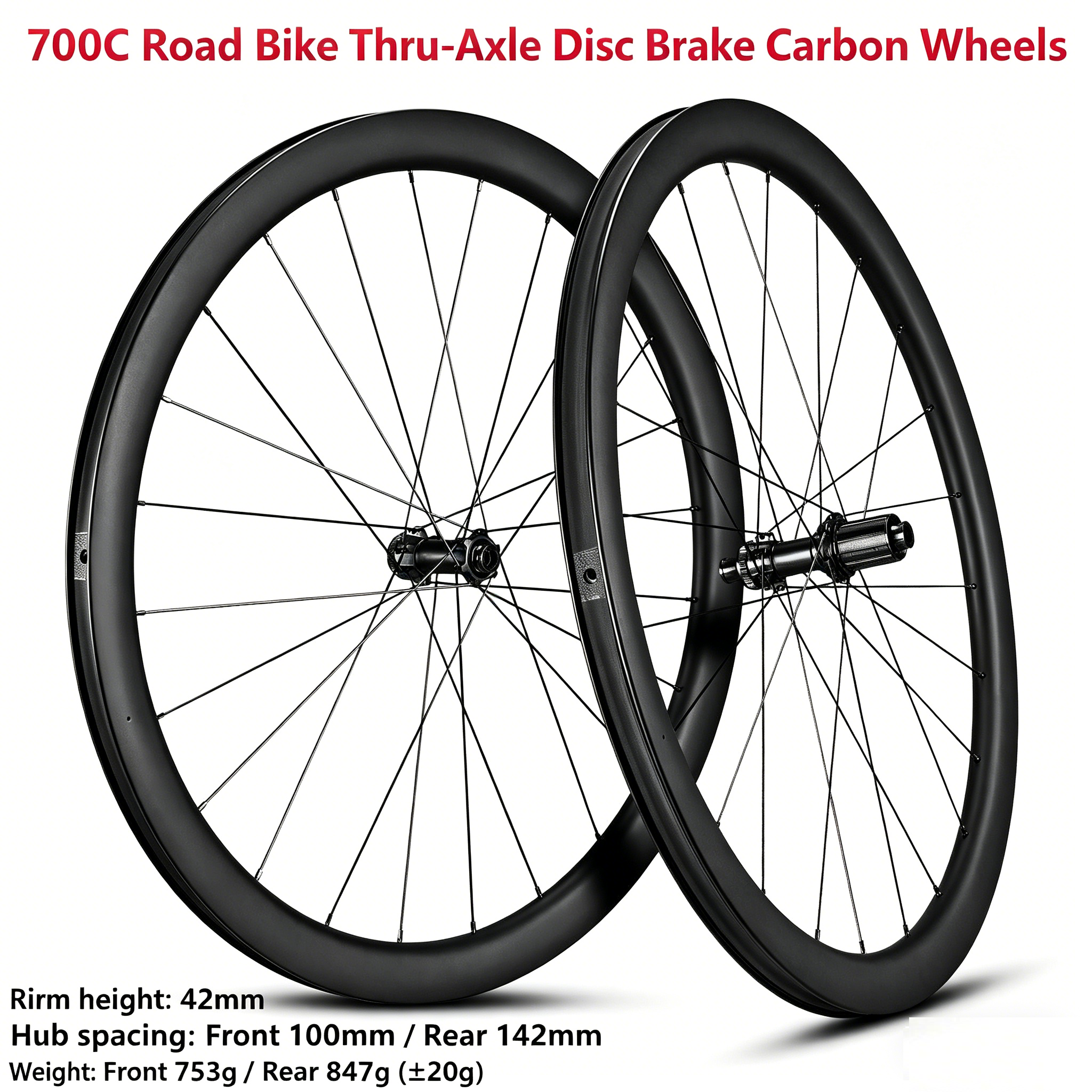 Carbon Wheelsets 42mm ,disc carbon wheelsets supler light ,142*12, 100*12 spec 