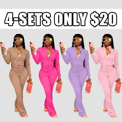 FINAL DAY CLEARANCE – Below Cost | Women’s Casual Sporty Two-Piece Set | Zip-Up Long Sleeve | Once Gone, No Restock