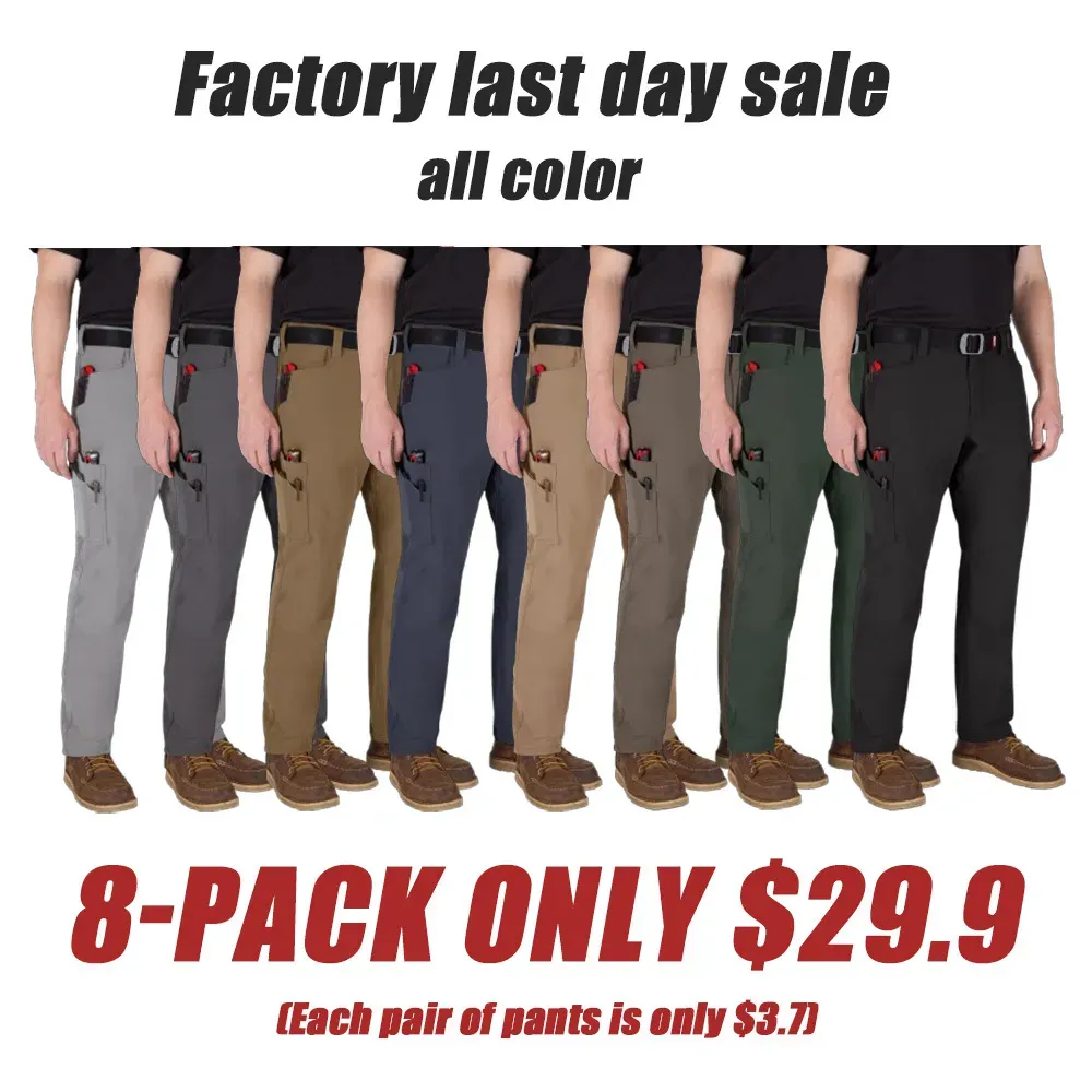 1Men's 8-PACK FREEFLEX Tech Work Pants with 7 Pockets