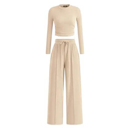 🔥Last Day 89% OFF🔥Women's Fall 2-Piece Set – Top & Wide-Leg Pants