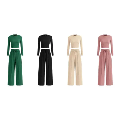 🔥Last Day 89% OFF🔥Women's Fall 2-Piece Set – Top & Wide-Leg Pants