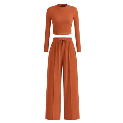 🔥Last Day 89% OFF🔥Women's Fall 2-Piece Set – Top & Wide-Leg Pants