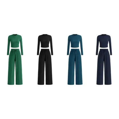 🔥Last Day 89% OFF🔥Women's Fall 2-Piece Set – Top & Wide-Leg Pants