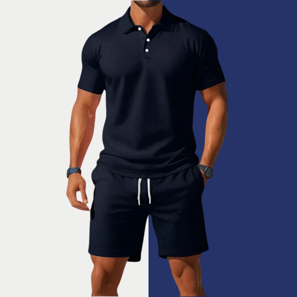 🧍‍♂️Men’s Summer 2-Piece Set – Premium Loose-Fit Polo Shirt + Shorts