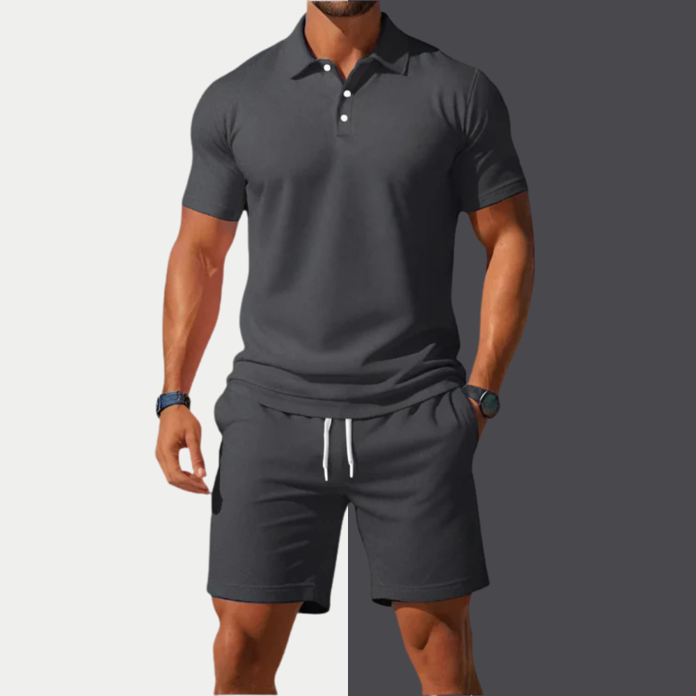 🧍‍♂️Men’s Summer 2-Piece Set – Premium Loose-Fit Polo Shirt + Shorts
