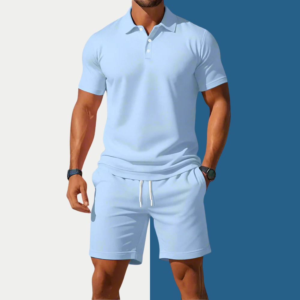 🧍‍♂️Men’s Summer 2-Piece Set – Premium Loose-Fit Polo Shirt + Shorts