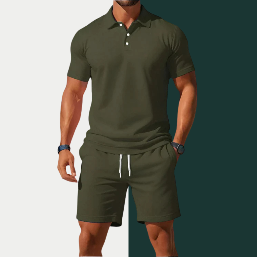 🧍‍♂️Men’s Summer 2-Piece Set – Premium Loose-Fit Polo Shirt + Shorts