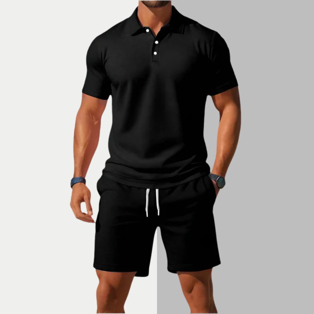 🧍‍♂️Men’s Summer 2-Piece Set – Premium Loose-Fit Polo Shirt + Shorts