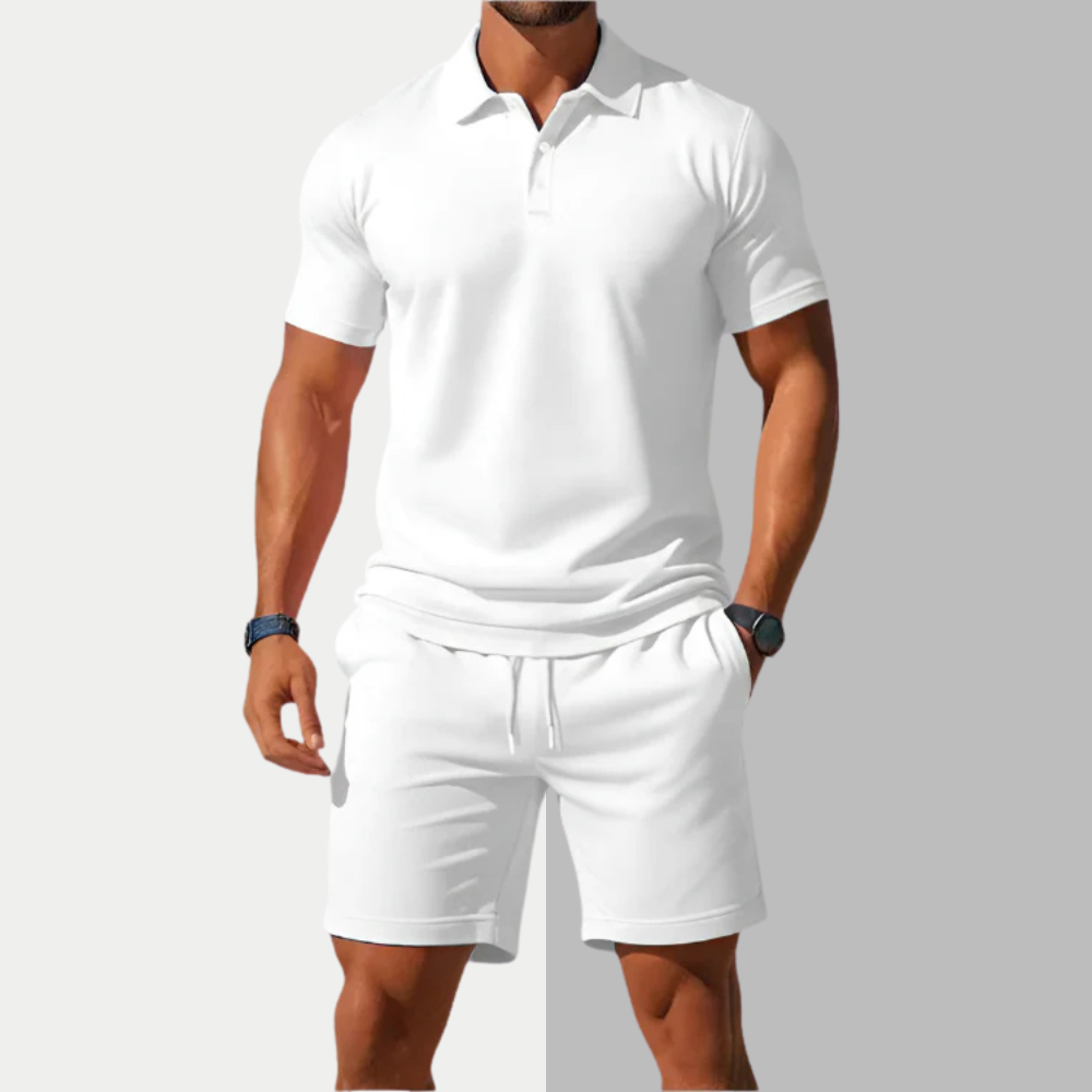🧍‍♂️Men’s Summer 2-Piece Set – Premium Loose-Fit Polo Shirt + Shorts