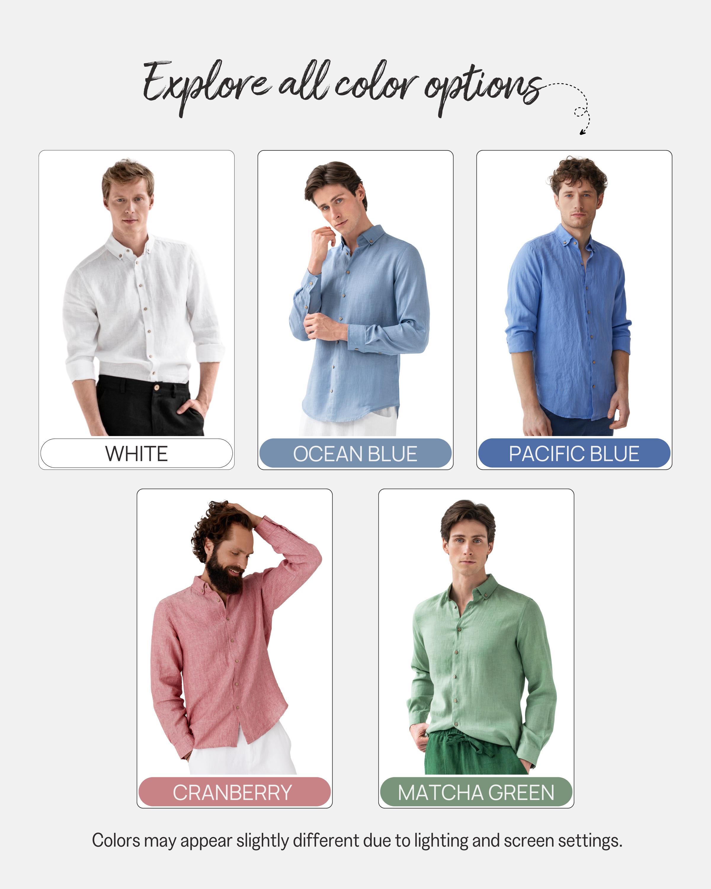 Men's Long Sleeve Lightweight Relaxed Fit Button-Down Breathable Linen Shirt