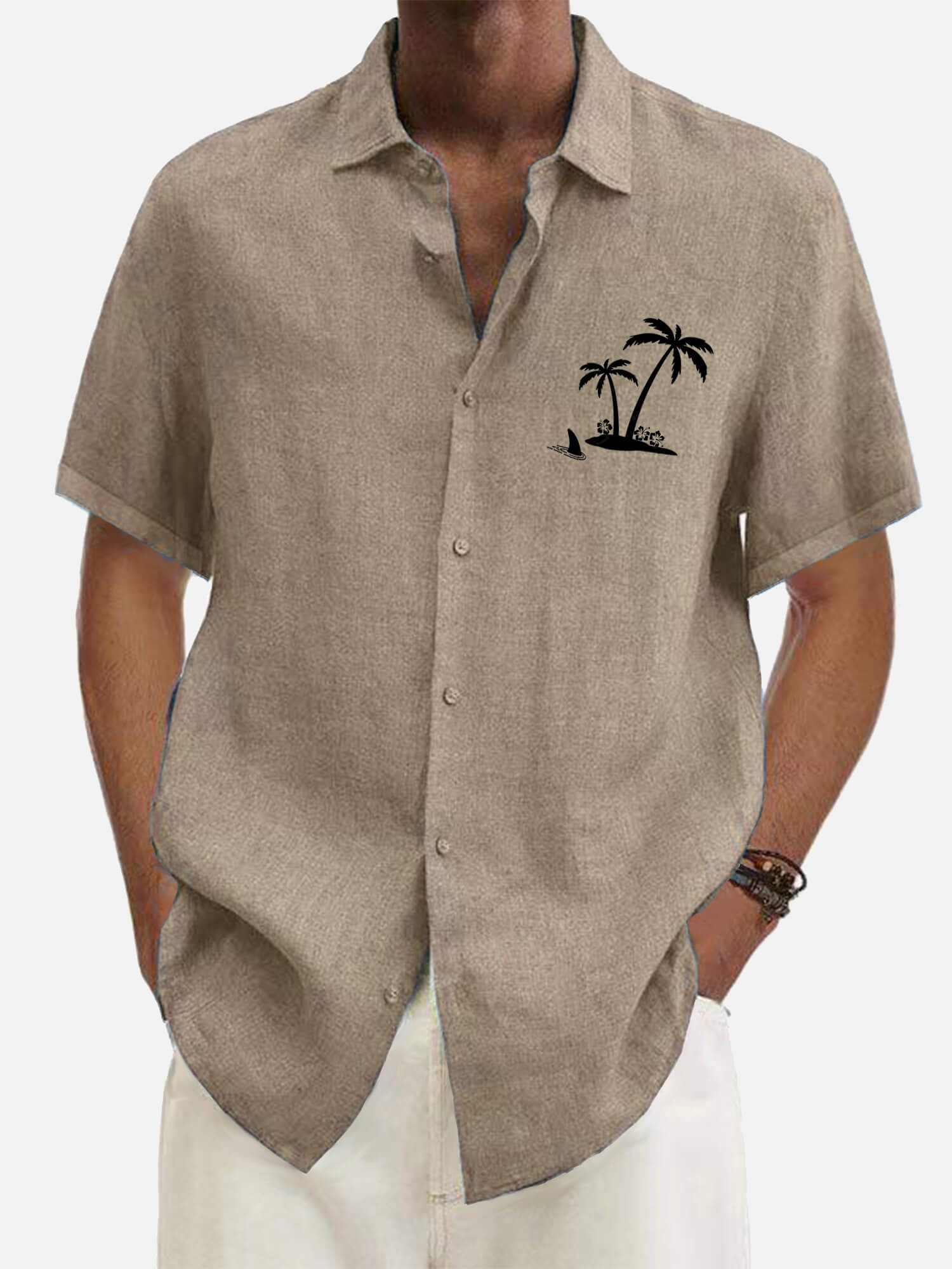 Hawaiian Coconut Tree Cowboy's Short Sleeve Tops Aloha  Aloha