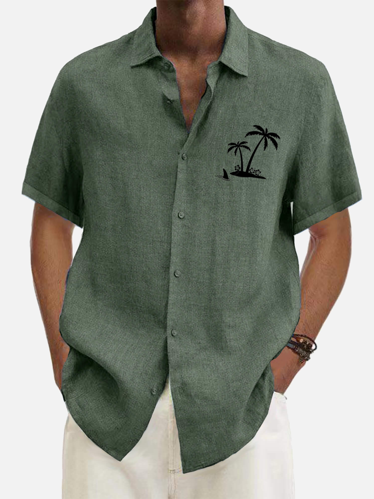 Hawaiian Coconut Tree Cowboy's Short Sleeve Tops Aloha  Aloha