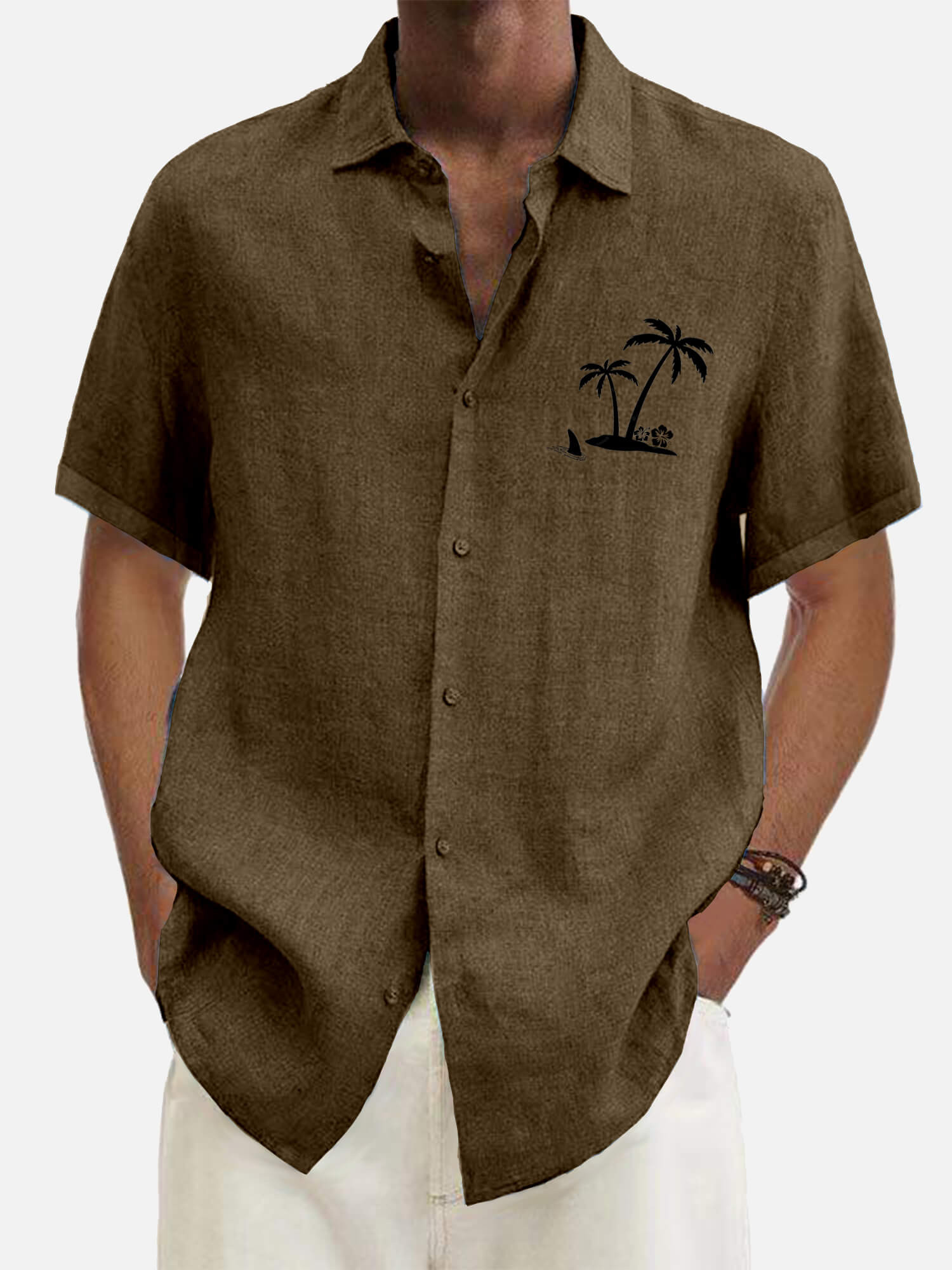 Hawaiian Coconut Tree Cowboy's Short Sleeve Tops Aloha  Aloha
