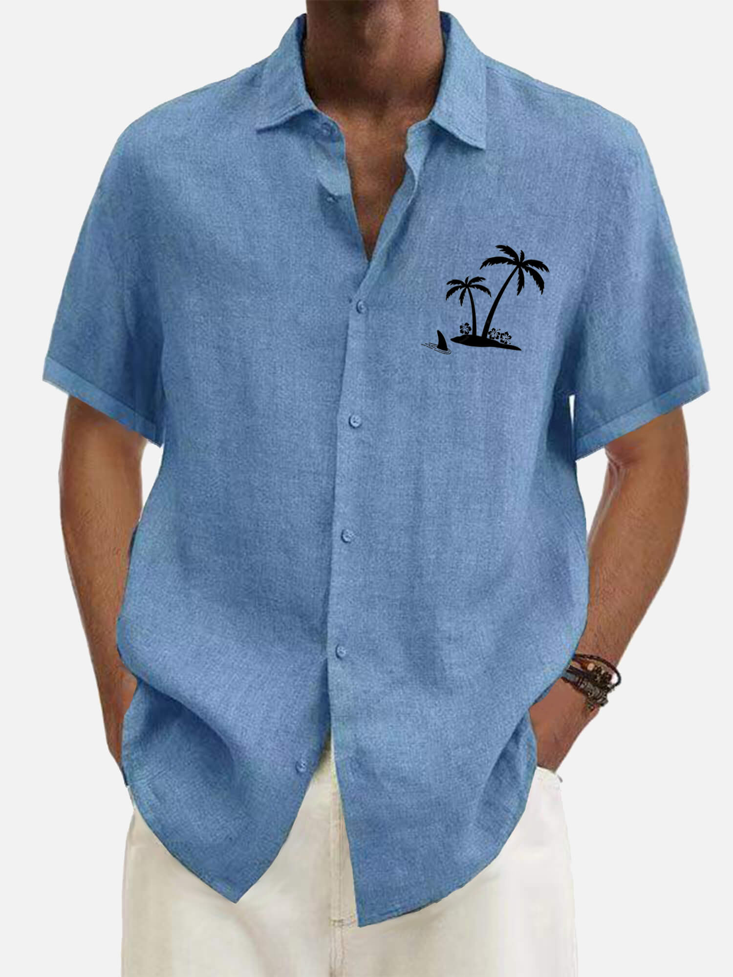 Hawaiian Coconut Tree Cowboy's Short Sleeve Tops Aloha  Aloha
