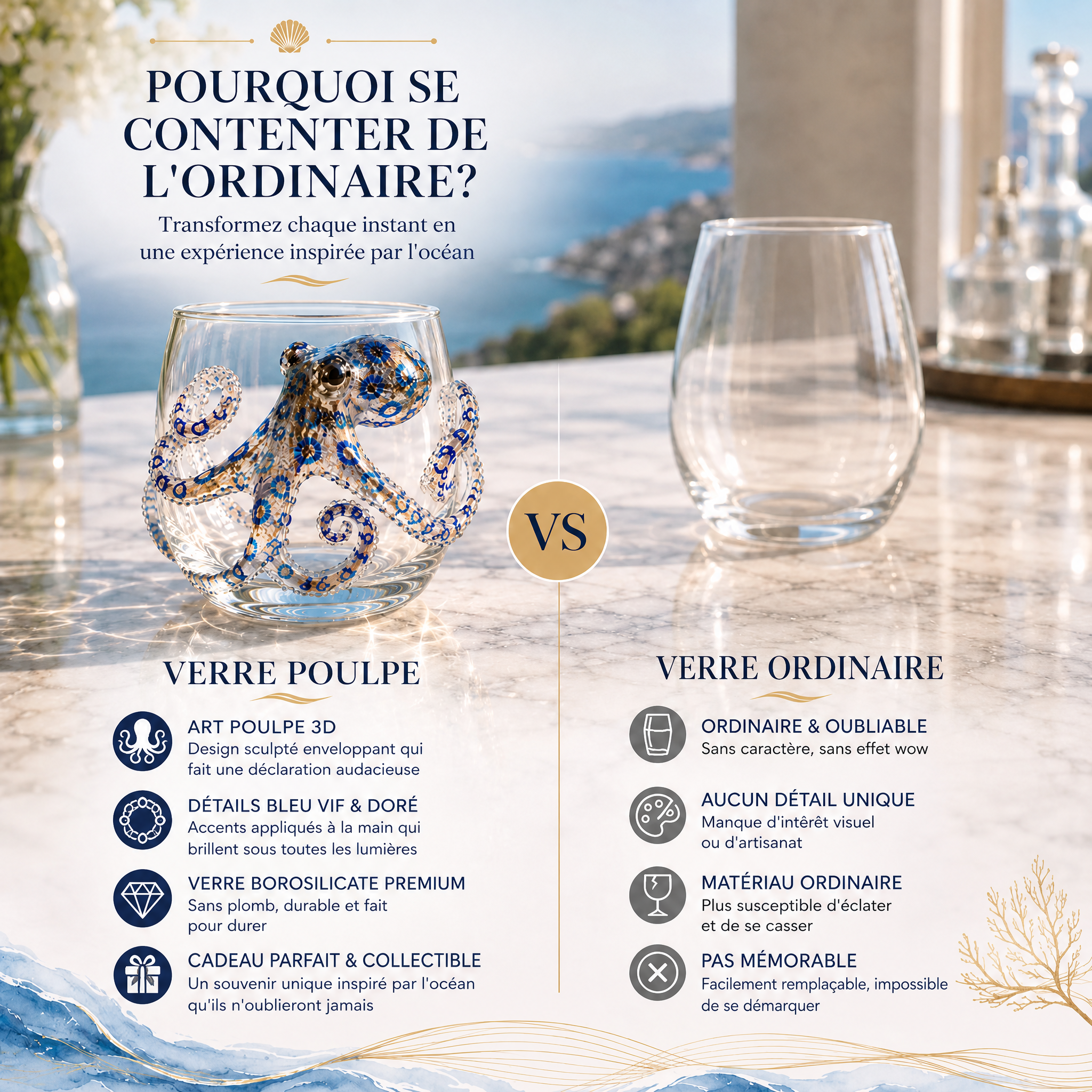 🔥 Soldes d'été : -50 % – 🌊 Collection de verrerie artisanale avec animaux marins en 3D