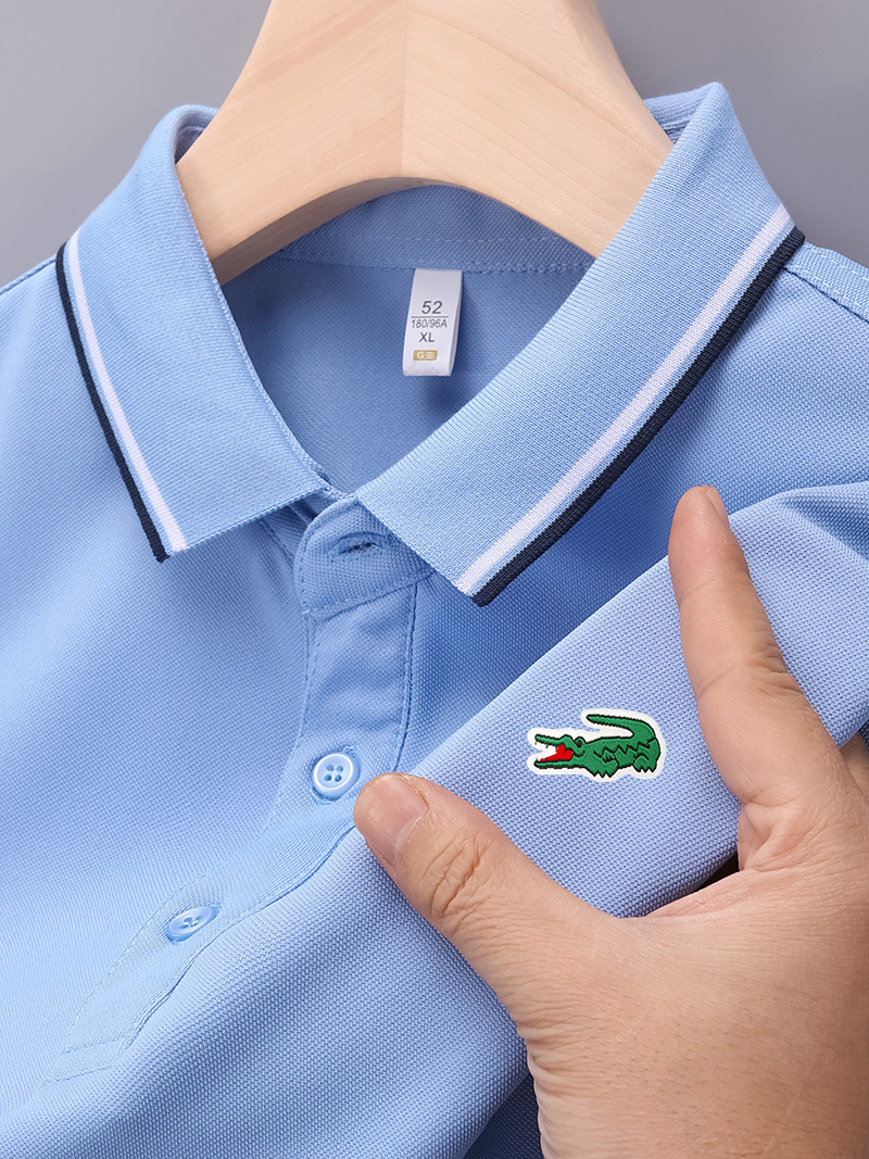 Broderie crocodile – Polo homme estival, élégant et décontracté pour les affaires
