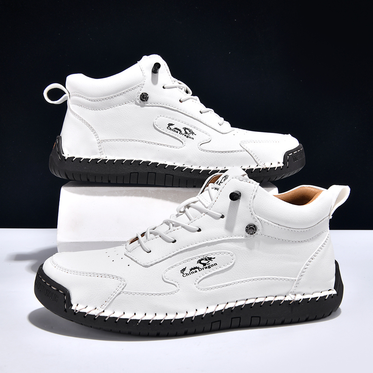 Men's Casual Calfskin Sneakers, Wide Toe Box, Breathable for All-day Comfort