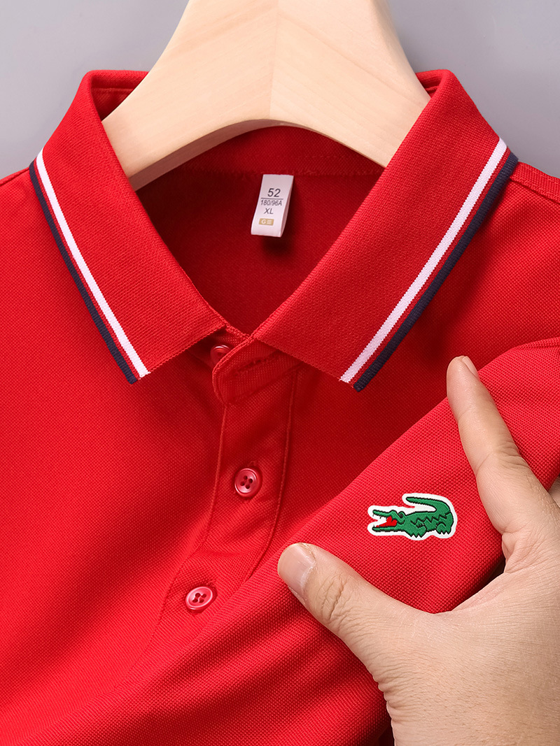 Broderie crocodile – Polo homme estival, élégant et décontracté pour les affaires
