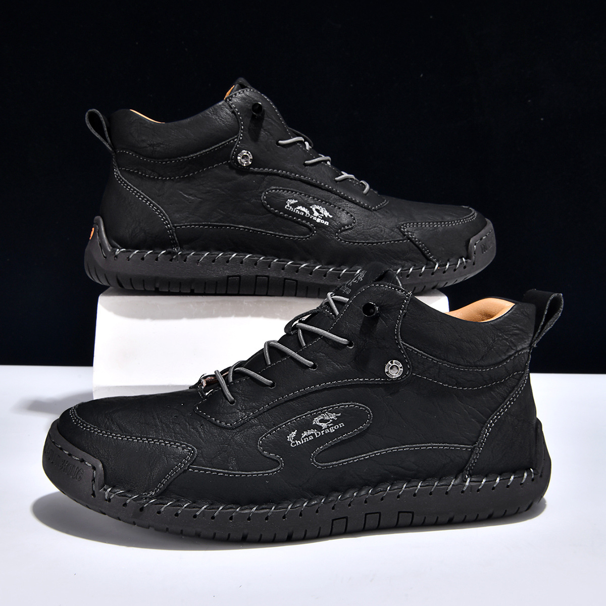 Men's Casual Calfskin Sneakers, Wide Toe Box, Breathable for All-day Comfort
