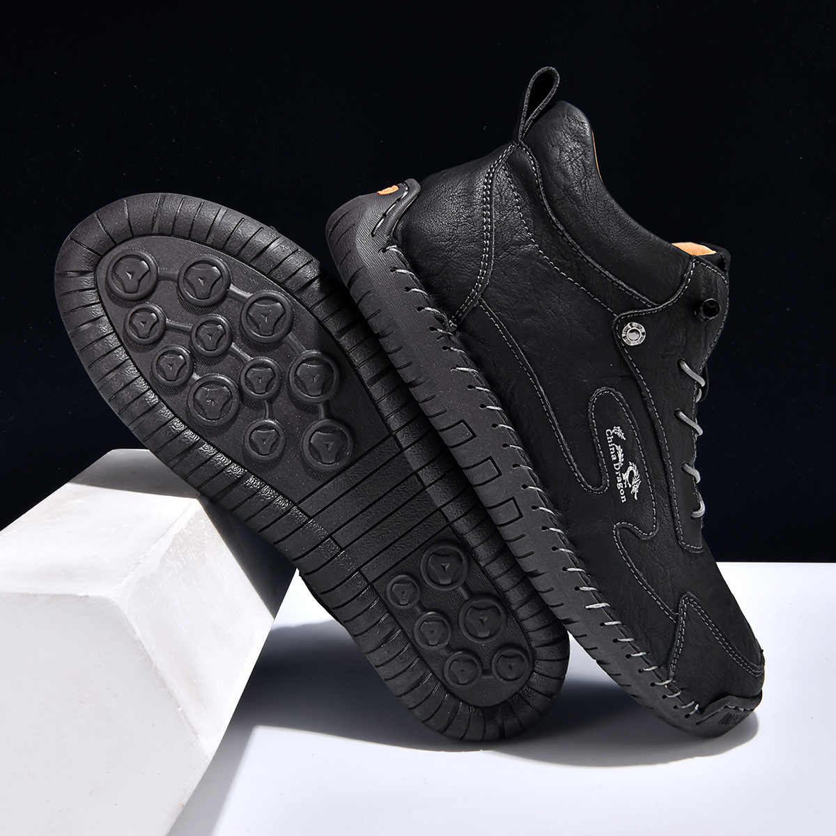 Men's Casual Calfskin Sneakers, Wide Toe Box, Breathable for All-day Comfort