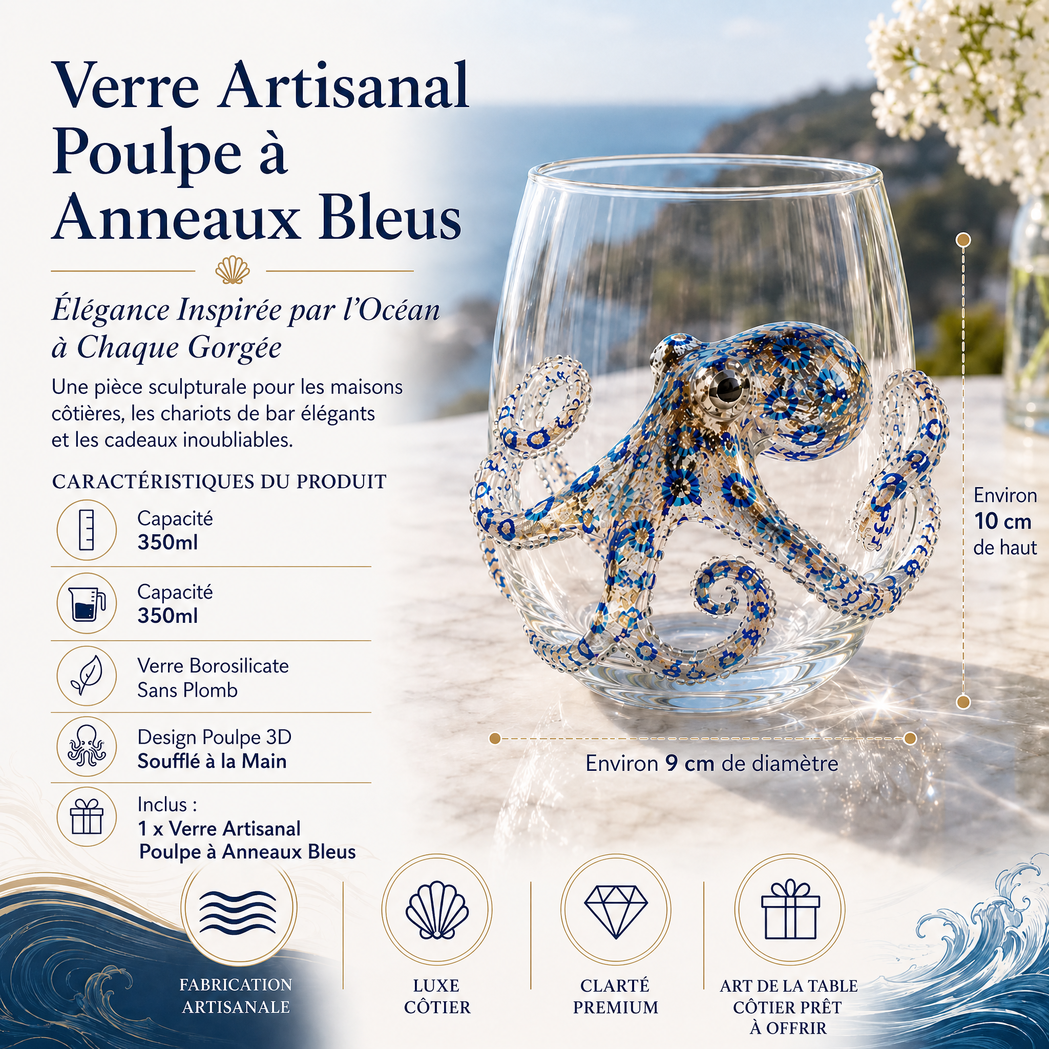 🔥 Soldes d'été : -50 % – 🌊 Collection de verrerie artisanale avec animaux marins en 3D