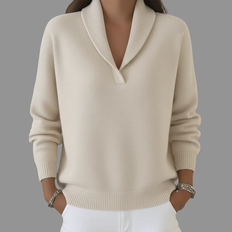 Last Day 70% Off - Elegant 80s Shawl Collar Solid Color Pullover Sweater Top