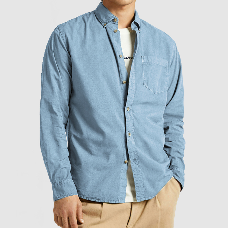 Chemise décontractée en coton pour homme avec poche