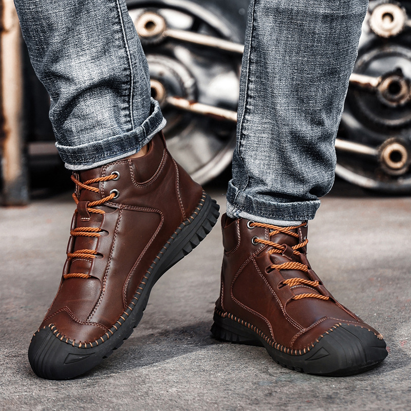 (🔥BLACK FRIDAY SALE - 70% OFF)-Stitched Hand-Sewn Cowhide Medical Shoes - Increase Muscle Relaxation