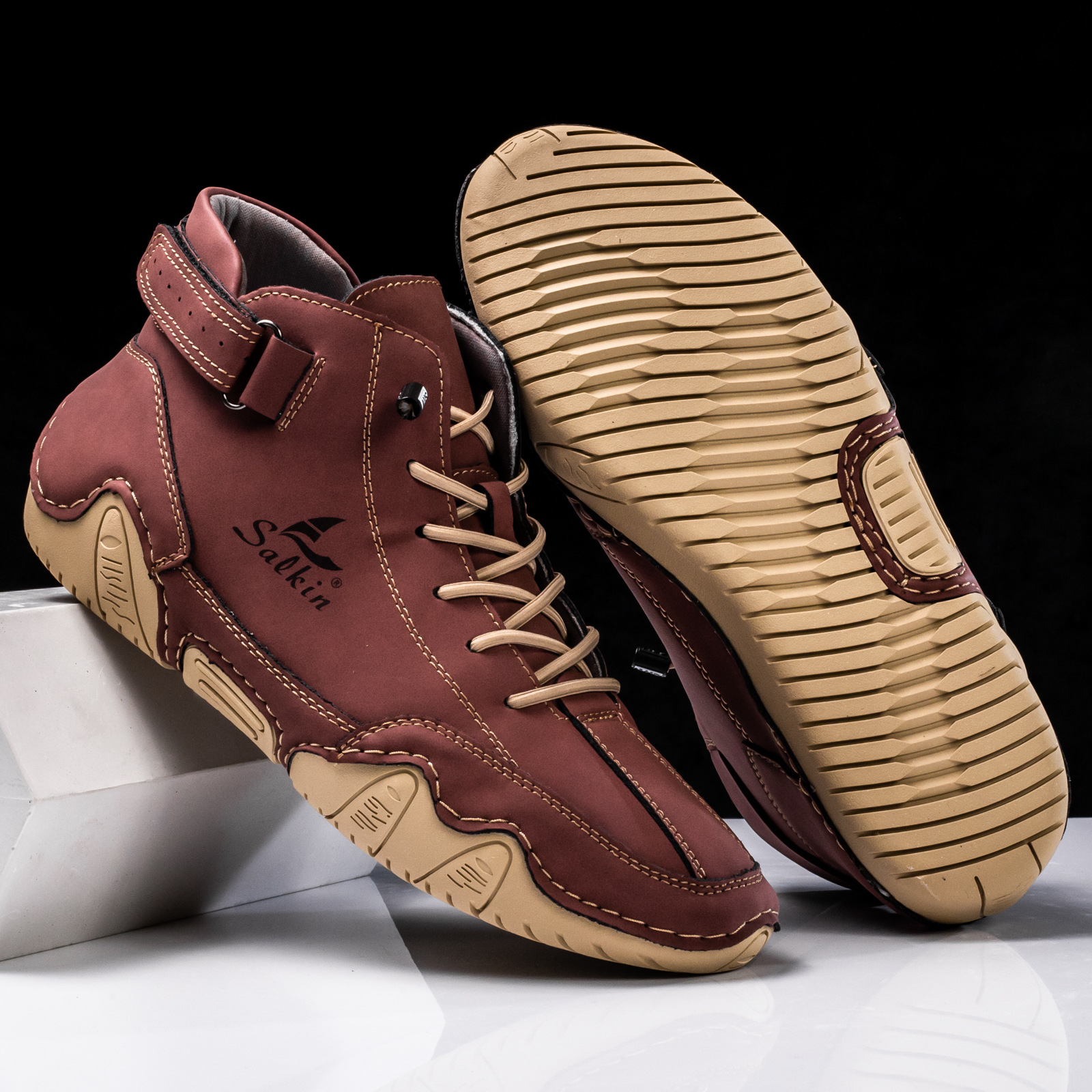 Chaussures de marche montantes imperméables Octopus pour hommes, à pied large