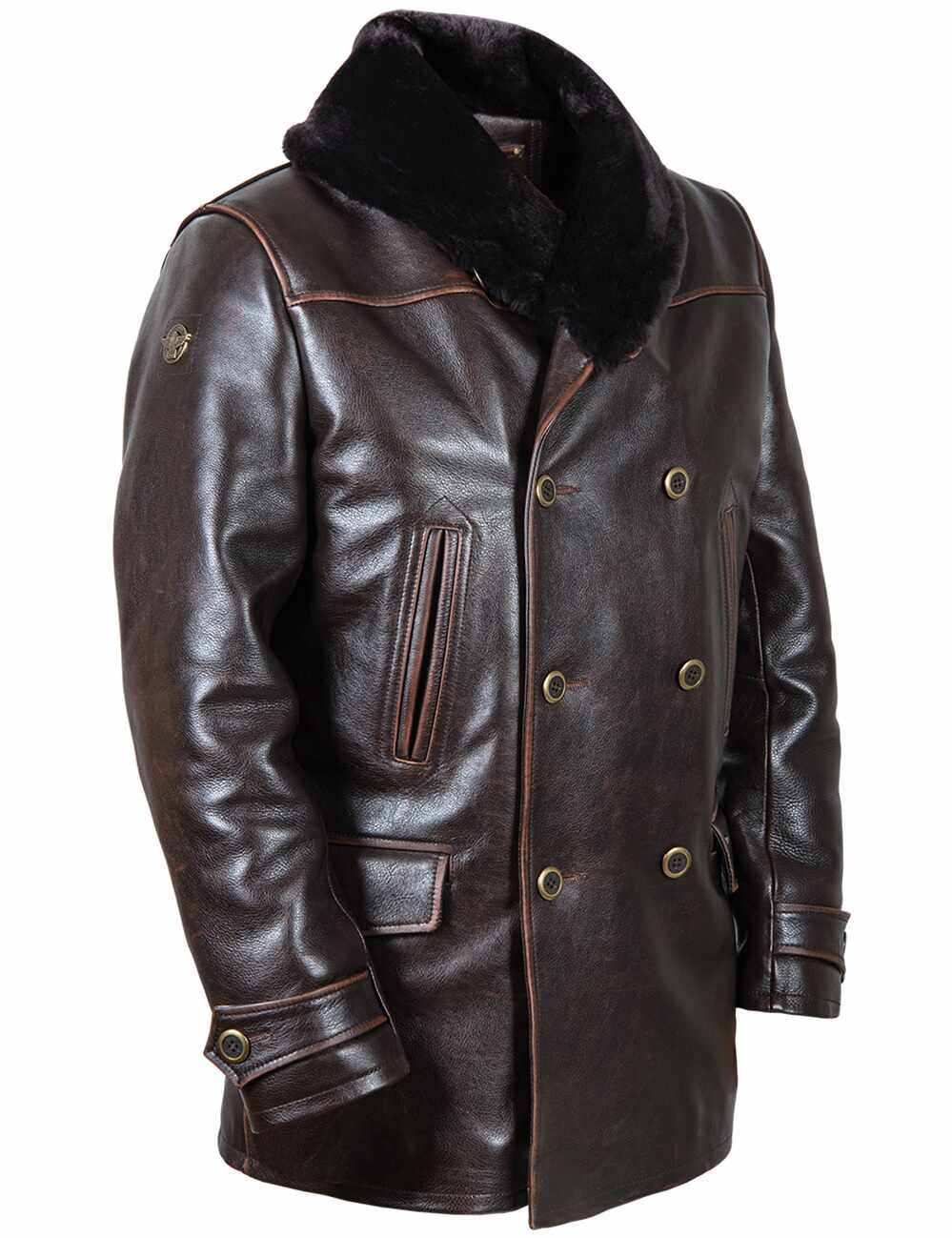 Grand Manteau Peacoat en Cuir Western d'Hiver Art. 709