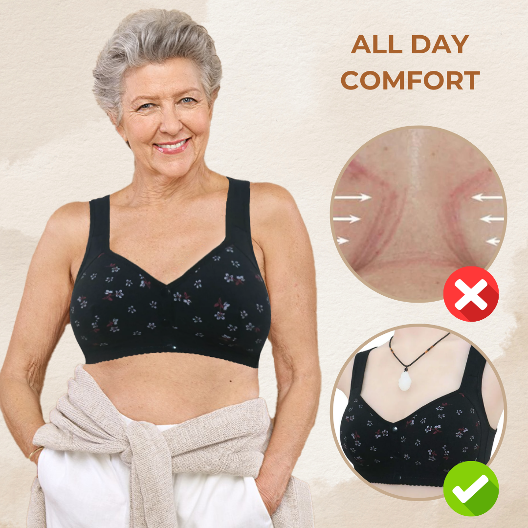 Soutiens-Gorge Black Daisy - Soutiens-Gorge En Coton Sans Armature À Fermeture Avant, Grande Taille De Bonnet