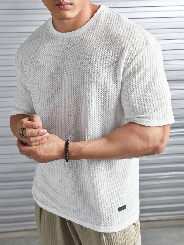 Men's Premium Waffle Texture T-Shirt | Casual Short Sleeve Summer Shirt
