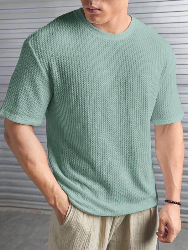 Men's Premium Waffle Texture T-Shirt | Casual Short Sleeve Summer Shirt