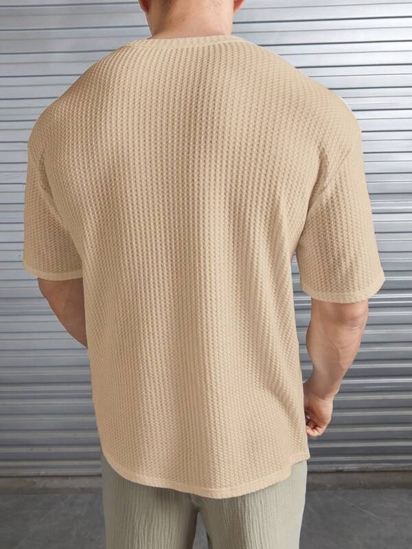 Men's Premium Waffle Texture T-Shirt | Casual Short Sleeve Summer Shirt