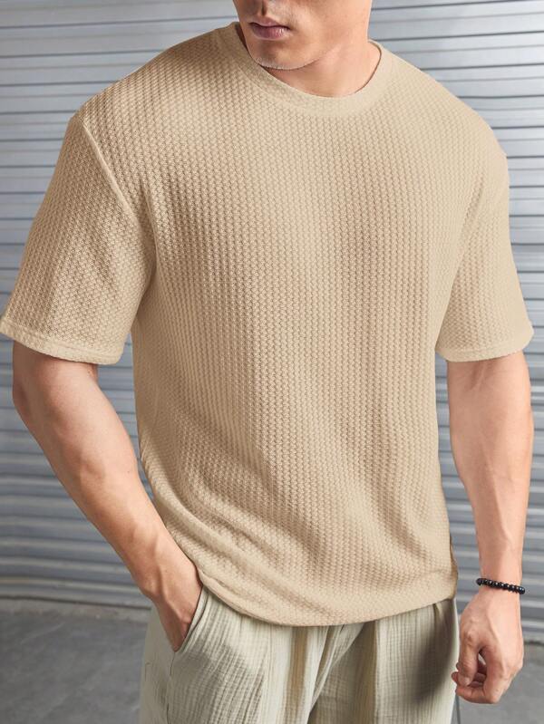Men's Premium Waffle Texture T-Shirt | Casual Short Sleeve Summer Shirt
